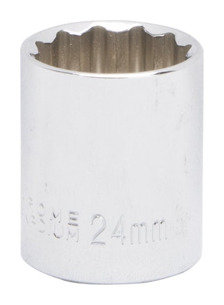 Vulcan MT6534101 Drive Socket, 24 mm Socket, 1/2 in Drive, 12-Point, Chrome Vanadium Steel, Chrome