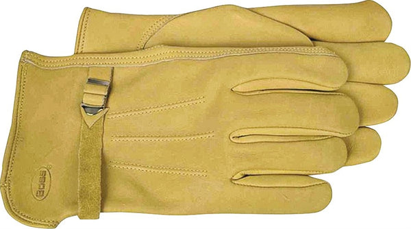BOSS 6023XL Driver Gloves, XL, Keystone Thumb, Open Cuff, Cowhide Leather, Gold