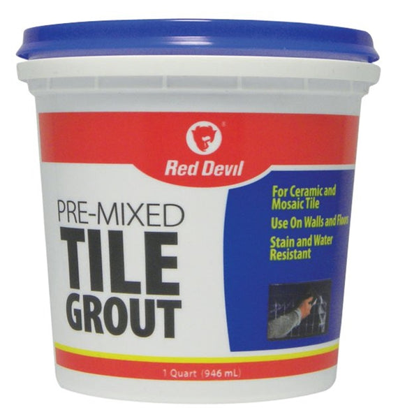 Red Devil 0424 Tile Grout, Paste, Ammonia, Mild Acrylic, White, 1 qt Tub