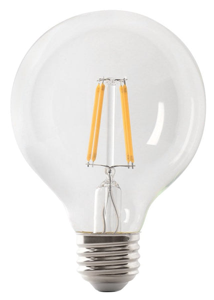 Feit Electric BPG2560/950CA/FIL LED Bulb, Globe, G25 Lamp, 60 W Equivalent, E26 Lamp Base, Dimmable, Clear