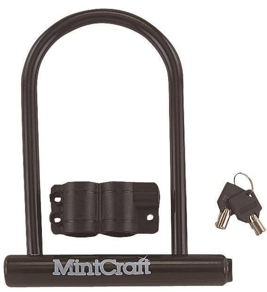 ProSource HD-RUP002 High Security Padlock, U-Type Shackle, PVC Shackle, Steel Body, Black/Vinyl-Coated, 9-1/2 in H Body