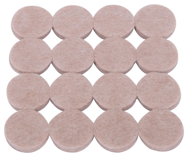 ProSource FE-50201-PS Furniture Pad, Felt Cloth, Beige, 1 in Dia, 3/16 in Thick, Round