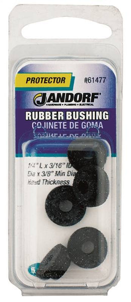 Jandorf 61477 Conduit Bushing, 3/16 in Dia Cable, Rubber, Black, 3/16 in Thick Panel
