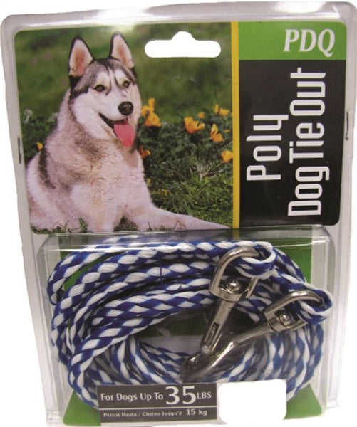 Boss Pet PDQ Q241500099 Pet Tie-Out Belt, Braided, 15 ft L Belt/Cable, Poly, For: Medium Dogs Up to 35 lb