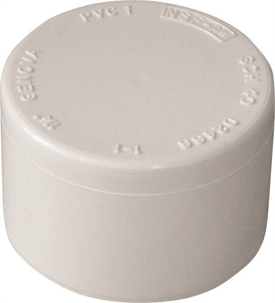 LASCO 447012BC Pipe Cap, 1-1/4 in, Slip, PVC, White, SCH 40 Schedule, 370 psi Pressure
