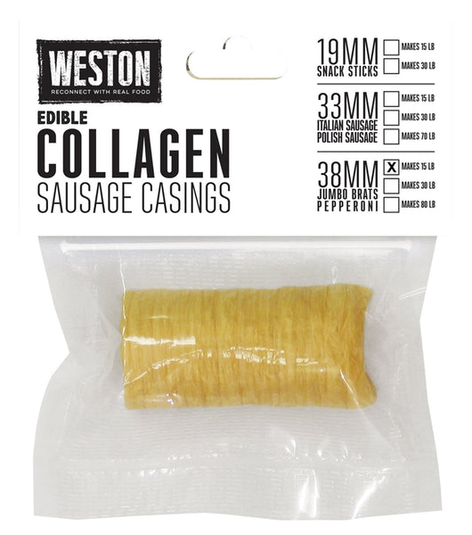 Weston 19-0113-W Collagen Sausage Casing Vacuum Bag, Clear