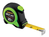 KOMELON SELF LOCK Series SL2825 Tape Measure, 25 ft L Blade, 1 in W Blade, Steel Blade, ABS Case, Black/Green Case