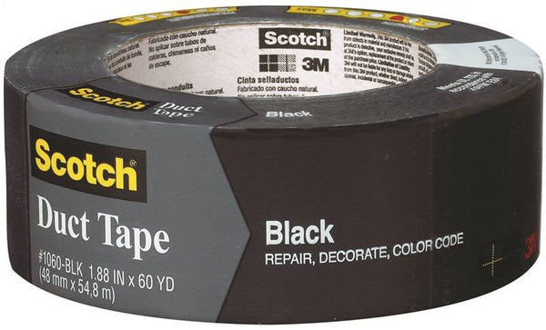 Scotch 3960-BK Duct Tape, 60 yd L, 1.88 in W, Black