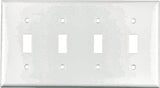 Eaton Wiring Devices 2154W-BOX Wallplate, 4-1/2 in L, 8.19 in W, 4 -Gang, Thermoset, White, High-Gloss