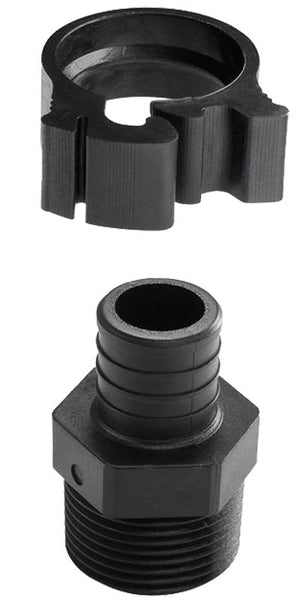 Flair-It PEXLOCK 30779 Pipe Adapter, 1 in, Male, Polysulfone, Black, 100 psi Pressure