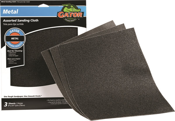 Gator 4447 Sanding Sheet, 11 in L, 9 in W, Emery Abrasive, Cloth Backing