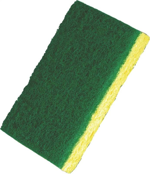 BIRDWELL 369-48 Scouring Pad, 4-1/2 in L, 2-7/8 in W, Green/Yellow