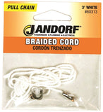 Jandorf 60313 Pull Chain, 3 ft L Chain, White