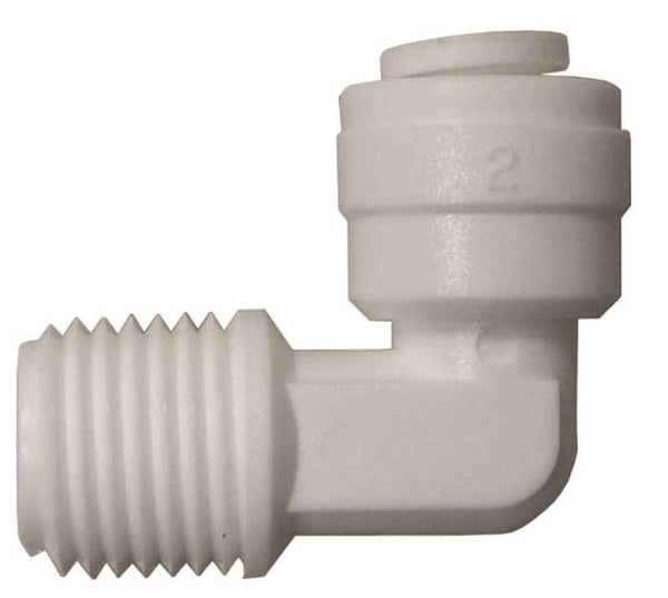 WATTS PL-3028 Tube Elbow, 3/8 x 1/4 in, 90 deg Angle, Plastic, 150 psi Pressure