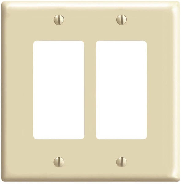 Decora 80609-I Wallplate, 3-1/8 in L, 4.94 in W, 2 -Gang, Thermoset Plastic, Ivory, Smooth