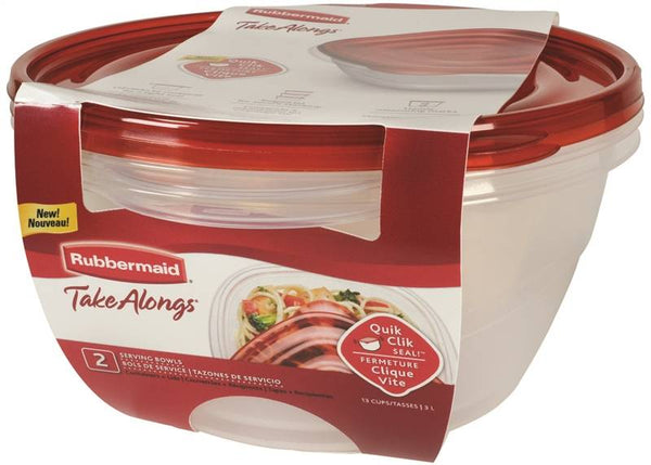 Rubbermaid 1787831 Serving Bowl Container, 13 Cups Capacity, Polypropylene, Clear