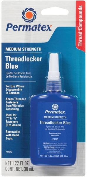 Permatex 24240 Threadlocker, Liquid, Mild, Blue, 36 mL Bottle