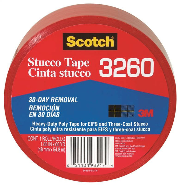 Scotch 3260-A Duct Tape, 60 yd L, 1.88 in W, Polyvinyl Backing, Pink/Red