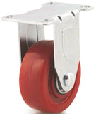 DH CASTERS C-LM3P1PUR Rigid Caster, 3 in Dia Wheel, 1-1/4 in W Wheel, Polyurethane Wheel, Red, 240 lb