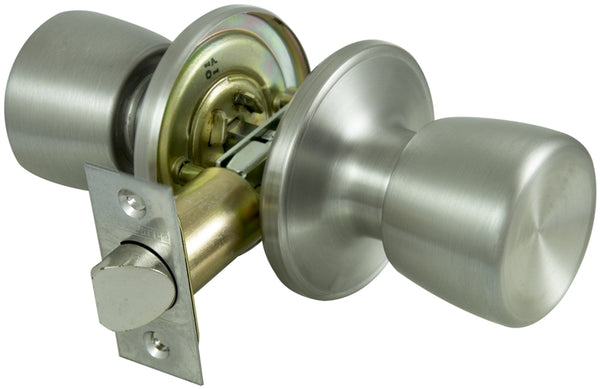 ProSource TS630V-PS Door Knob, Knob Handle, Metal, Stainless Steel, 2-3/8 to 2-3/4 in Backset, 44 x 57 mm Strike