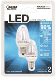 Feit Electric BPC7/LED LED Lamp, Decorative, C7 Lamp, E12 Lamp Base, Clear, White Light, 3500 K Color Temp