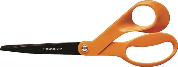 FISKARS 99977097J Non- Stick Scissor, 8 in OAL, 3-1/16 in L Cut, Stainless Steel Blade, Ergonomic Handle, Orange Handle
