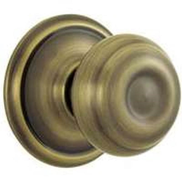 Schlage Georgian Series F170 GEO 609 Dummy Door Knob with Camelot Trim, Antique Brass