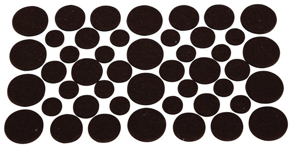 ProSource FE-S305-PS Furniture Pad, Felt Cloth, Brown, 3/8, 5/8, 1/2 and 3/4 in Dia, 5/64 in Thick, Round