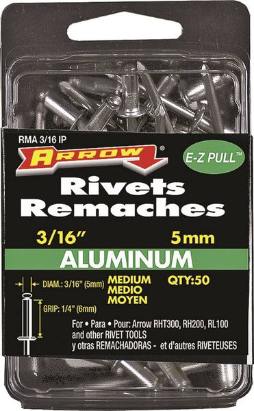 Arrow RMA3/16IP Pop Rivet, Medium, 1/4 in L, Aluminum