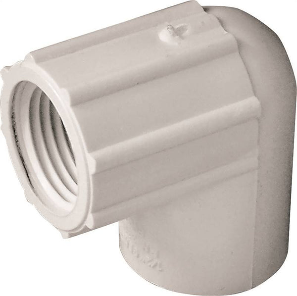 LASCO 407005BC Pipe Elbow, 1/2 in, Slip x FPT, 90 deg Angle, PVC, SCH 40 Schedule