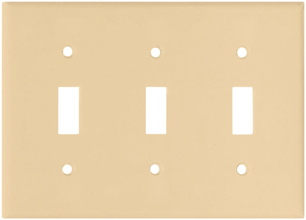 Eaton Wiring Devices 2141V-BOX Wallplate, 4-1/2 in L, 6.37 in W, 3 -Gang, Thermoset, Ivory, High-Gloss