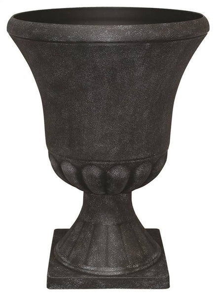 Southern Patio EB-029816 Winston Urn, 16 in W, 16 in D, Resin/Stone Composite, Weathered Black