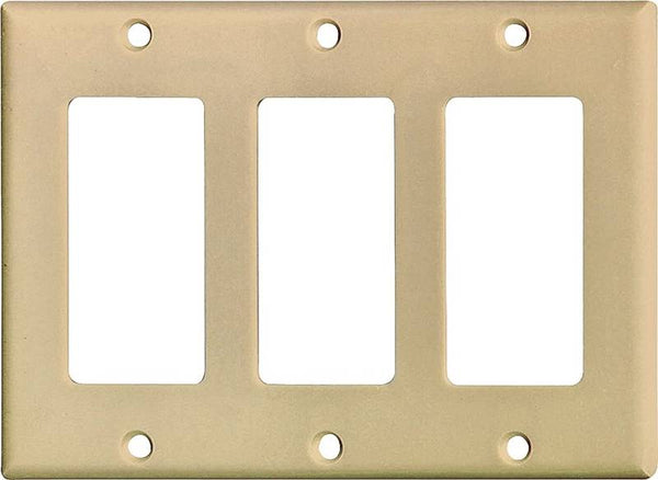 Eaton Cooper Wiring 2163 2163V-BOX Wallplate, 4-1/2 in L, 6.37 in W, 3 -Gang, Thermoset, Ivory, High-Gloss