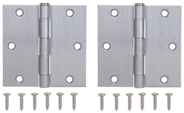 ProSource BH-202SC-PS Square Corner Door Hinge, Steel, Satin Chrome, Loose Pin, 180 deg Range of Motion