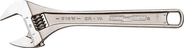 CHANNELLOCK WIDEAZZ Series 808W Adjustable Wrench, 8 in OAL, 1.18 in Jaw, Steel, Chrome, I-Beam Handle