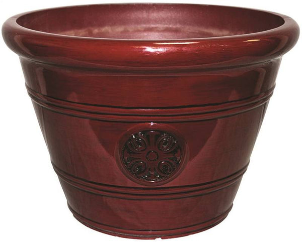 Southern Patio HDP-019299 Modesto Planter, 12 in W, 12 in D, Vinyl, Oxblood