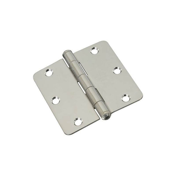 National Hardware N225-946 Door Hinge, 3-1/2 in H Frame Leaf, Stainless Steel, Stainless Steel, Full-Mortise Mounting