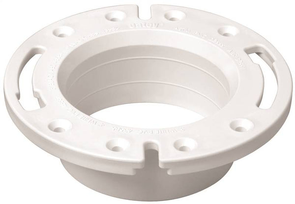 Oatey 43587 Closet Flange, 4 in Connection, PVC, White, For: Most Toilets
