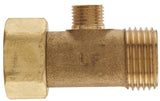 Plumb Pak PP2039LF Tee Adapter, 1/2 x 1/2 x 1/4 in, FIP x MIP x Tube, Brass, Rough Brass