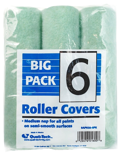 RollerLite Economy 9AP038-6PK Roller Cover, 3/8 in Thick Nap, 9 in L, Polyester Cover, Orange