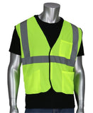 SAFETY WORKS CVCL2MLXL Safety Vest, XL, Polyester, Lime Yellow, Hook-and-Loop Closure