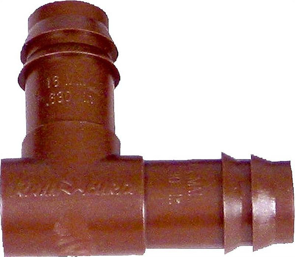 Rain Bird BE50/4PK Drip Irrigation Elbow, 1/2 in Connection, Barb, Plastic, Brown