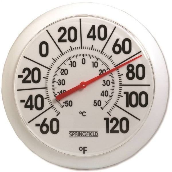Taylor 5650 Thermometer, 8-1/2 in Display, -60 to 120 deg F, -50 to 50 deg C, Plastic Casing, White Casing