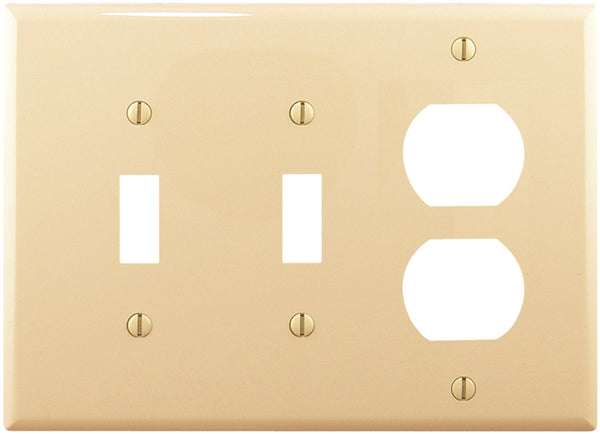 Eaton Wiring Devices PJ28V Combination Wallplate, 4-7/8 in L, 6-3/4 in W, 3 -Gang, Polycarbonate, Ivory