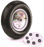 MARTIN WHEEL 408TTRIB31 Wheelbarrow Wheel with Universal Hub, 4.8 x 4/8 in Tire, 16 in Dia Tire, Ribbed Tread