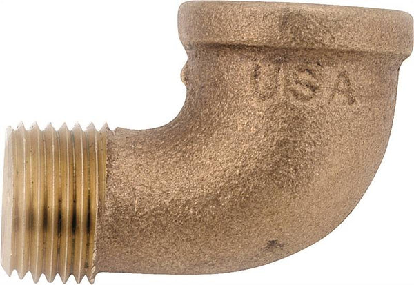 Anderson Metals 738116-02 Street Pipe Elbow, 1/8 in, FIP x MIP, 90 deg Angle, Brass, Rough, 200 psi Pressure
