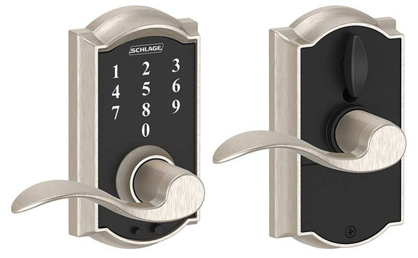 Schlage Camelot Series FE695VCAMXACC619 Keypad Lock, Satin Nickel, 2-3/8 x 2-3/4 in Backset