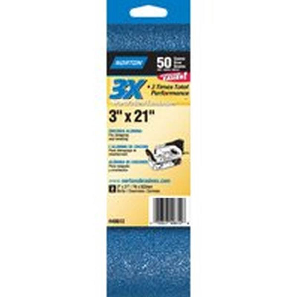 NORTON 49612 Sanding Belt, 3 in W, 21 in L, 50 Grit, Coarse, Zirconia Aluminum Abrasive