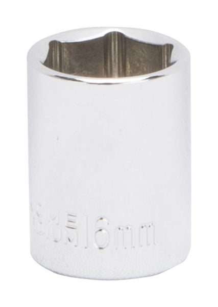 Vulcan MT6499677 Drive Socket, 16 mm Socket, 3/8 in Drive, 6-Point, Chrome Vanadium Steel, Chrome