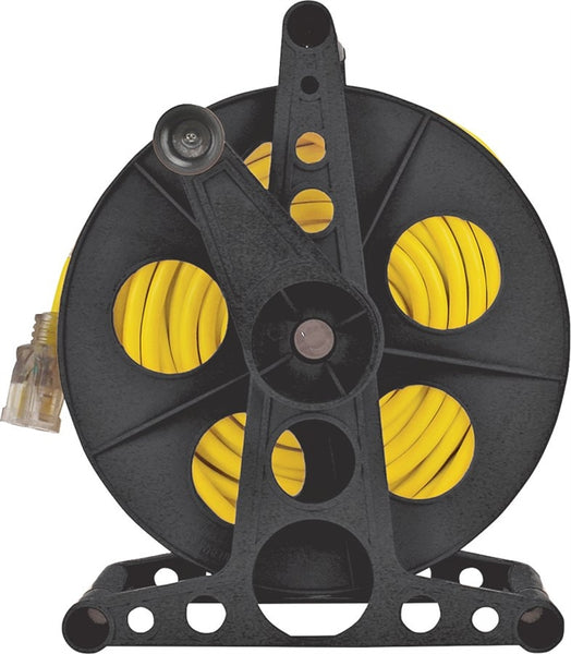 PowerZone ORCR3002 Cord Storage Reel with Stand, 100 ft L Cord, 16 AWG Wire, Black